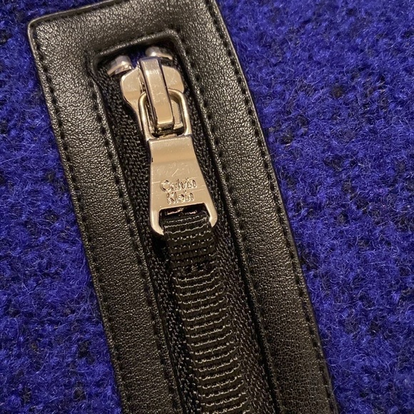 Calvin Klein blue wool blend with leather trim and pockets lined jacket … - Picture 10 of 15